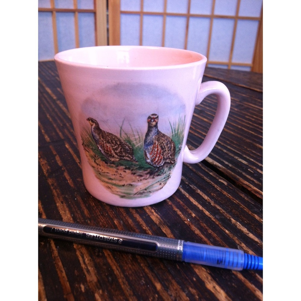 Rare Vintage Partridge Scenery Pink Cup/Mug 1950's